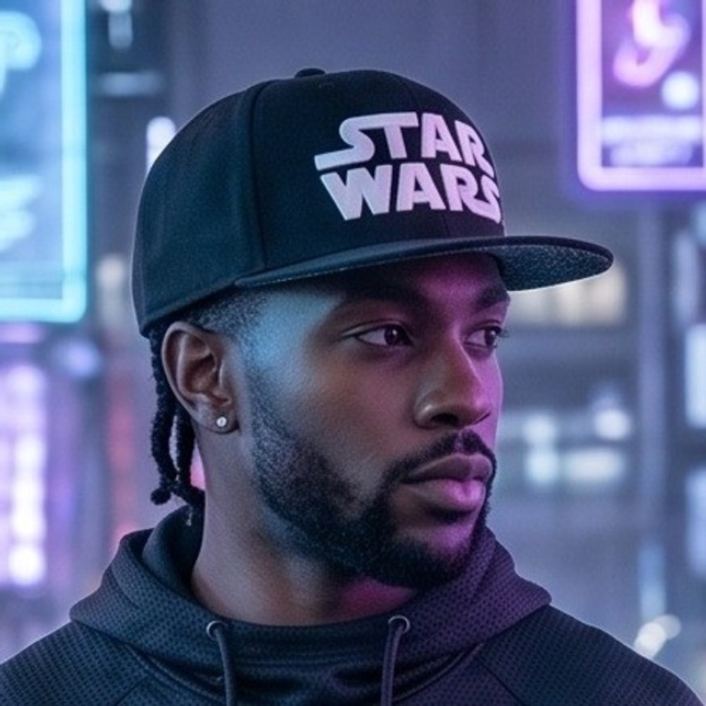 Star Wars Mens Black Snapback Hat Embroidered Logo Lucas Films NWT